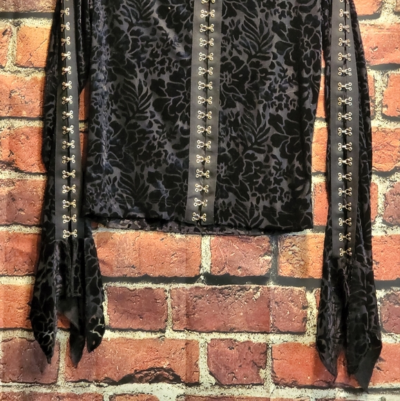 Velvet sheer Gothic Victorian blouse by Shrine hollywood California - Picture 3 of 9